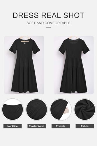 Image of STYLEWORD Womens Summer Casual Short Sleeve Flowy Midi Beach Dress