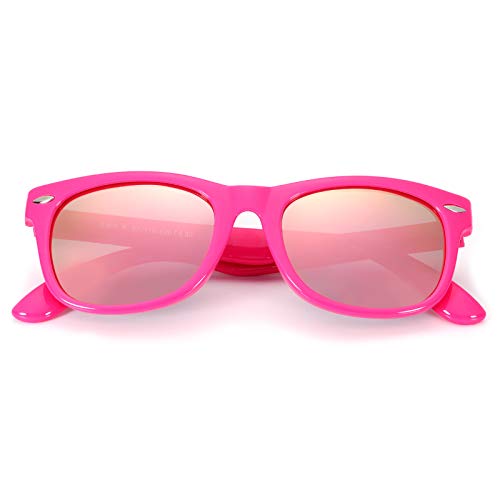 Azorb Kids Polarized Sunglasses Tpee Rubber Flexible Frame For Boys Girls Age 3-10, 100% Uv Protection 3 Pack(All Pink/Gray + Black/Green Mirror + Red/Pink Mirror) #TOP2