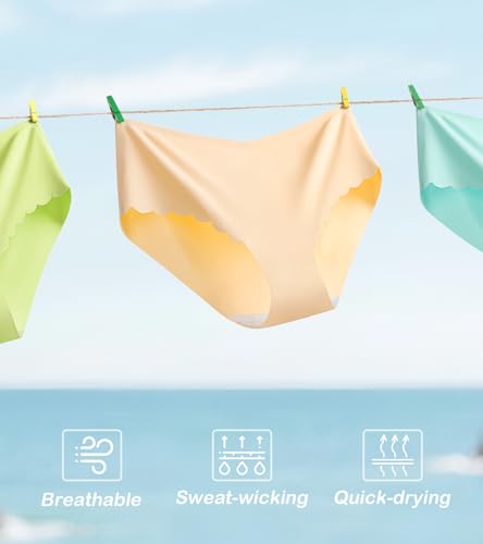 SheSsexy Womens Seamless Underwear No Show High Waisted Briefs Wave Edge Breathable Soft Stretch Sexy Cheeky Bikini Panties 7 Pack M