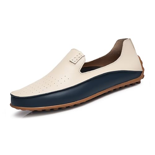 Men's Leather Penny Loafers Casual Breathable Round Toe Lightweight Soft Flat Slip On Moccasins Loafers for Daily Driving Walking Shoes