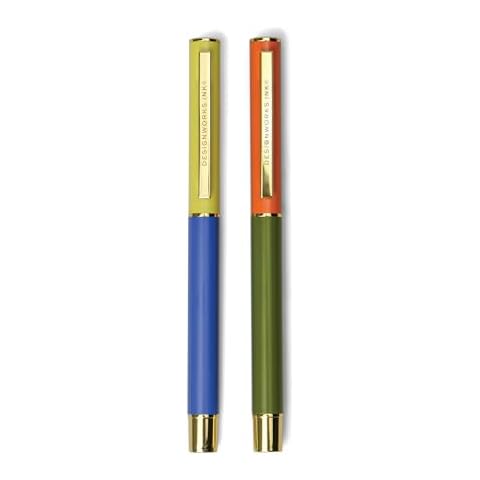 DesignWorks Ink Luxury Color Block Giftable Pens - Set of 2 - Cobalt Blue + Army Green Cover