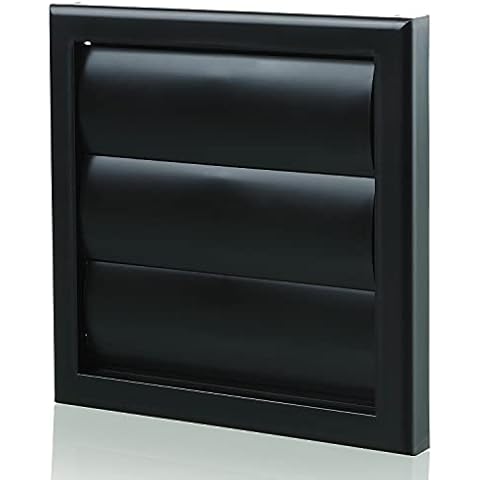Black 100mm 4 Inch Plastic External Ducting Gravity Grille Air Vent Cover Extractor Fan Back Draught Shutter Covers AC HVAC Bathroom Outside Wall Ventilation Hose Duct Grill - Part F Building Regs Cover