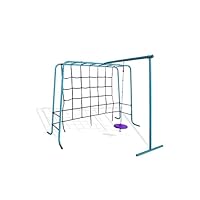 Plum Outdoor Metal Monkey Bars Climbing Frame – Multiplay Set with Swing, Cargo Net, Slide Pole – Kids Garden Playset, Age 3+