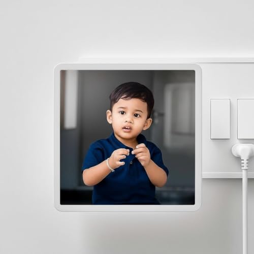 Image of Personalized Square Night Lamp with Custom Photo & Text | 4 x 4 Inch Plastic Night Light | Plug-in AC Powered | Custom Gift for Birthday, Anniversary, Home Decor & All Occasions (White)