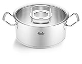 fissler original-profi collection - pentola per arrostire (diametro 24 cm, 4,6 litri) pentola in acciaio inox, pentola per arrosto con coperchio in vetro, compatibile induzione