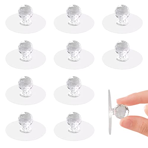 LELE LIFE Pomos de gabinete de cristal transparente, autoadhesivos, sin taladros, pomos de cajón de diamante, tiradores para armario, cocina, armario, estantería, ventana, 10 unidades Cover
