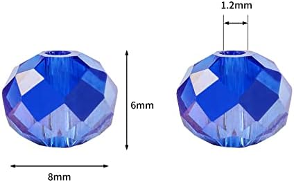 8mm Blue AB Rondelle Glass Beads for Jewelry Making 320pcs Faceted Briolette Shape Crystal Spacer Beads Assortments Supplies Accessories for Bracelet Necklace for Wholesale