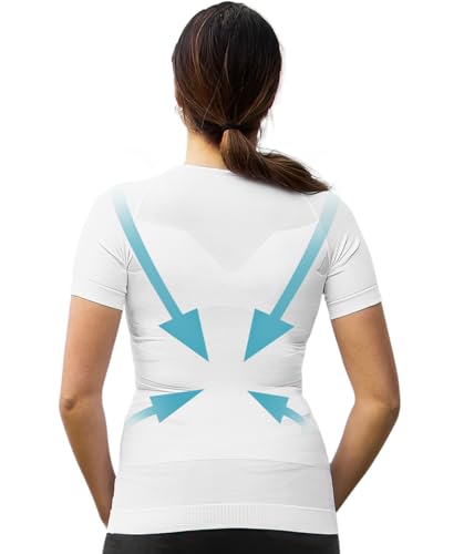 Women's Posture Corrector T-shirt | Anti Back Pain | Straightens Back and Shoulders | Undershirt | Short sleeves White