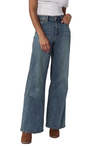 DEAR JOHN Fiona Wide Leg Jeans for Women High Rise Full Length Clean Hem - Ash Mist - 30