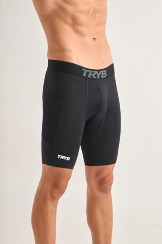 Image of TRYB Men's Compression Shorts & Pants | Sports Innerwear for Gym, Running & Training | Quick Dry, Breathable, 4-Way Stretch, Moisture Wicking, Anti-Chafing Muscle Support Athletic Wear with Pocket