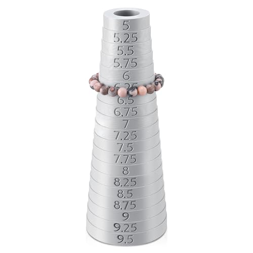 HappyAlley Professional Bracelet Sizer Mandrel 3D Printed Plastic Bracelet Measuring Tool with 5-9.5 Markings Essential for Jewelry Makers Retailers DIY Crafters at Home(Standard Grey)