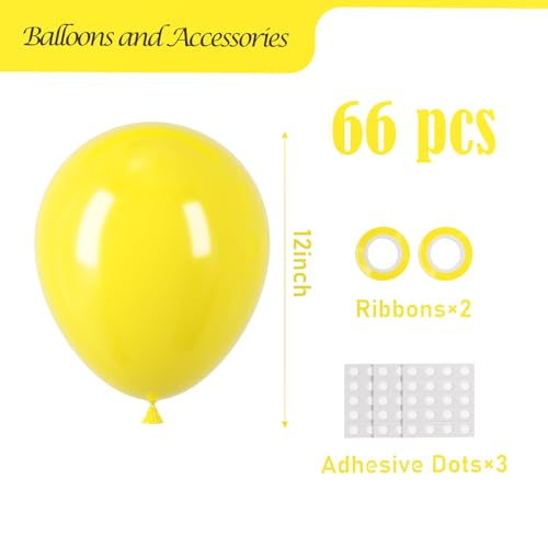Image of Voircoloria Yellow Balloons, 66pack 12inch Yellow Latex Party Balloons for Graduation, Wedding, Birthday, Gender Reveal, Baby Shower, Anniversary, Sunflower and Honeybee Theme Party Decorations