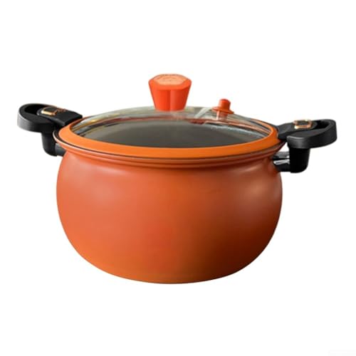 Olla a presión antiadherente, olla de estofado a presión, olla de sopa doméstica, olla a presión, fácil limpieza, construcción de metal (naranja)