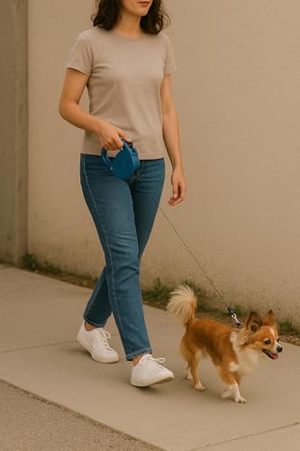 Guia Retrátil para Cães, 3 Metros, Até 15 kg, Azul