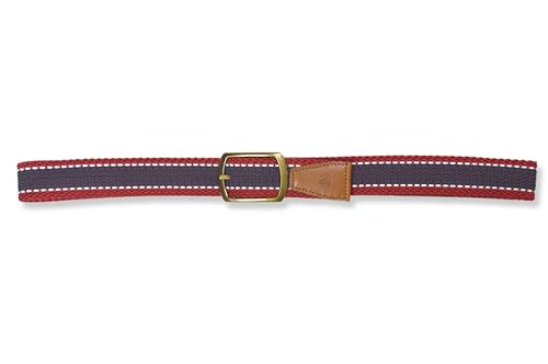 Brooks Brothers Mens Nylon Rubber Rounded Rectangle Buckle Striped Woven Belt,2