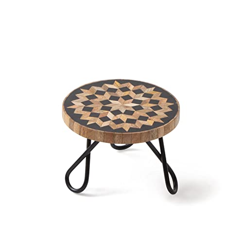 Image of CASADECOR Modern Scandinavian Wood & Metal Pizza Cake Stand Pack of 1 (Black, Diameter-8 Inch)