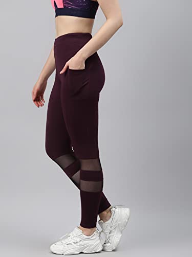 Image of BLINKIN Women's & Girl's Gym Wear Skinny Fit Mid Rise Tights Track Pant With Mesh Insert & Side Pockets : Ideal For Active Wear, Yoga & Workout - The Ultimate Gym Pants (6081)