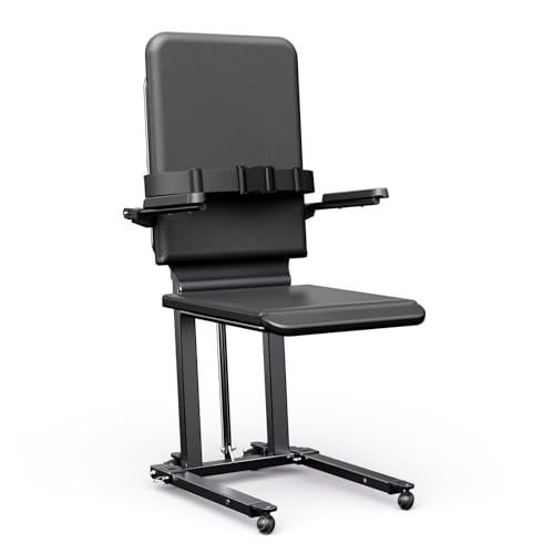 MediHoist Steel Electric Floor Lift Chair with Wheels and PU Cushion, Floor Lift for Elderly, 440 LBS Capacity, Seat Belts and Handrails, Suitable for Home Use