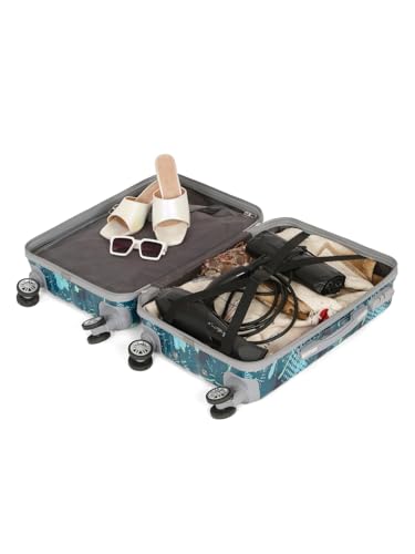 Image of Teakwood World Small 55 cm Cabin Size Trolley Bag Polycarbonate 360 Degree 8 Wheels Luggage Bag with TSA Lock, Adjustable Handle Trolley Bags for Travel, Suitcase for Travel | Spark Green