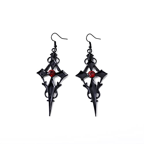 Boucles d'oreilles croix noire gothiques en zinc taille M pour femme style punk grunge