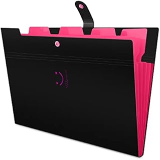 Expanding File Folder, HAISSKY File Organiser A4 Letter Paper Pockets Accordion Document Bag Organizer Wallets Files Folders with Buckle Closure for School Office, 5 Pockets