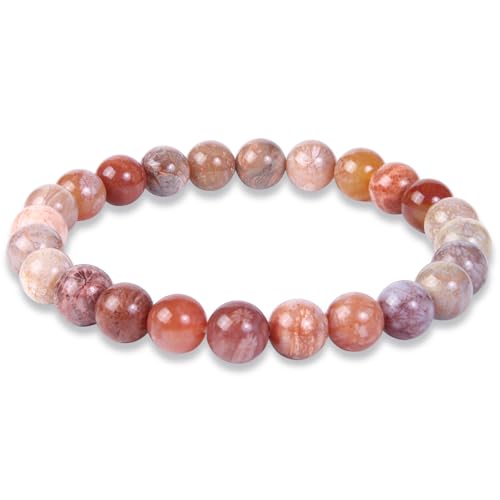 Natural Coral Jade Bracelets for Women 8mm, Gift Box Packaging Bead Bracelet, Can Be Used As Crystal Healing, Meditation, or As a Gift for Family and Friends