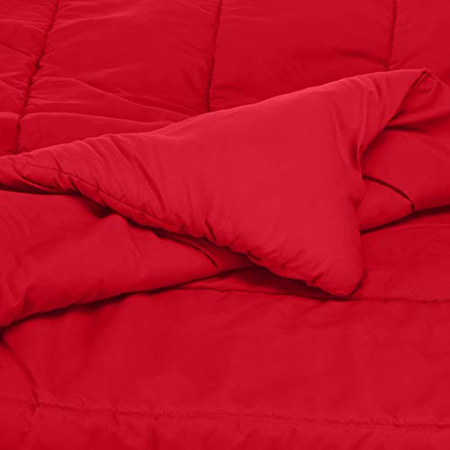 Amazon Basics 2 Piece Easy Wash Microfiber Kid's Comforter And Pillow Sham Set, Twin, Red, Solid #TOP3