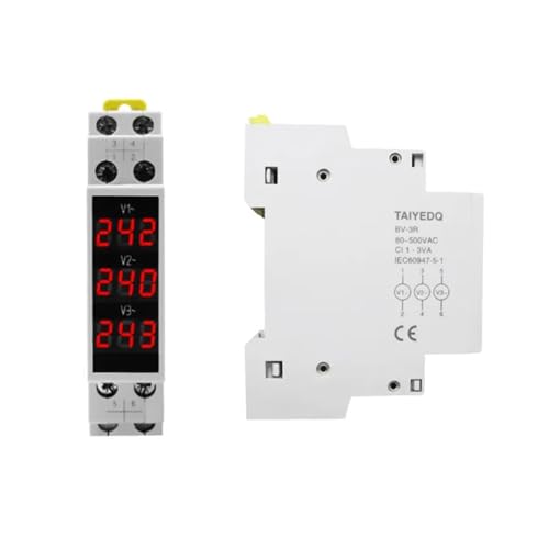 Din Rail Mount Three Phase Voltage Meter AC 80-500V Modular Voltage Meter LED Digital Display BV-3R