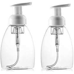 Dispensador De Espuma De Jabon Dispensadores de espuma de 250 ml (8.5 onzas) vacíos rellenables con bomba de maquillaje, champú, limpiador facial, recipientes de espuma líquida de manos, paquete de 2
