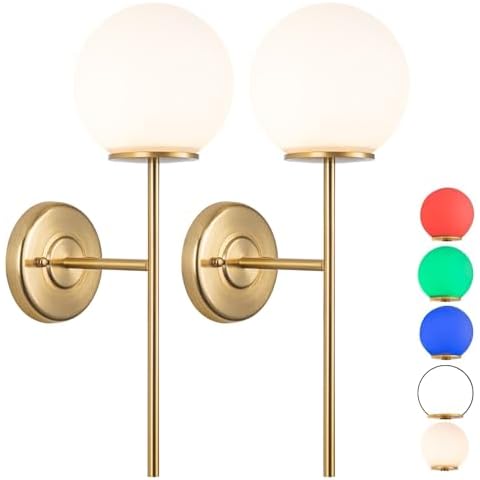 jengush Battery Operated Wall Sconce Set of 2, Rechargeable Wall Sconce with Remote Dimmable Wireless Battery Powered Wall Lamp Decor Fixture for Bedroom Living Room White Fabric Shade(Gold) Cover