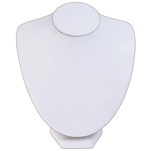 White Leather Jewelry Necklace Display Bust ~ 8" Tall