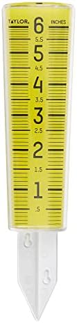 Taylor Precision Products, ClearVu Rain and Sprinkler Gauge, 6 Inch Capacity, Clear