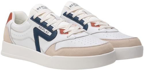 REPLAY Men's Sneaker, 121 White Lt Navy, 9