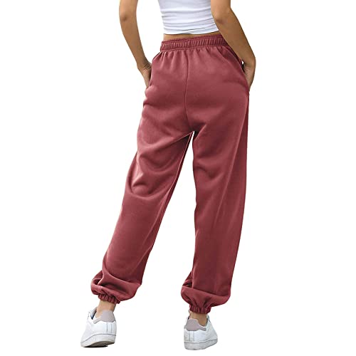 Womens Casual Joggers Cotton Sweatpants,Women Solid Color Trendy Athletic Pants,High Waisted Cute Sport Clothes
