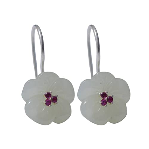 Boucle d'oreille goutte WOTZOV en jade naturel et argent S925 vintage