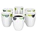 Van Well | 6er Set Kaffeebecher Rondo | 300-350 ml | Jumbo-Tasse | XL-Becher | Tee-Pott | abstrakte Retro-Kreise grün-gelb | edles Porzellan-Geschirr