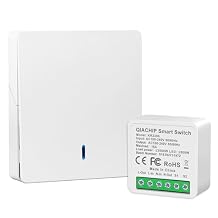 Ewelink 2.4GHz Wireless Light Switch and Receiver Kit, 16A Smart Relay Module with Wall Switch, Support Bluetooth Control, 100 Feet RF Range, No Wi-Fi Required