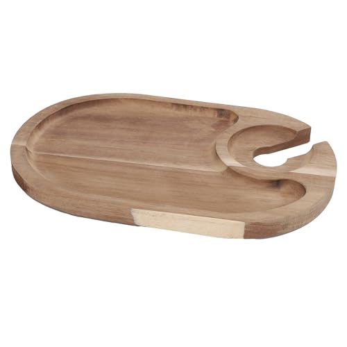 Smandy Otras Herramientas y Accesorios de Bar con Soporte para Copas de Vino, Bandeja de Madera para Servir Cócteles, Platos Individuales para Aperitivos o Postres, Mini Tabla de Embutidos, Plato