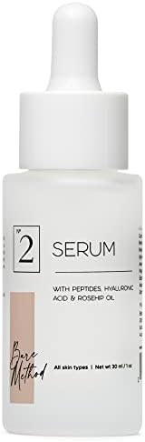 Bare Method - 02 Serum - Hydrating Anti-Aging - Natural Moisturizer - Exfoliates & Brightens Facial Skin - Smoothes & Hydrates With Peptides, Hyaluronic & Salicylic Acids, Antioxidants