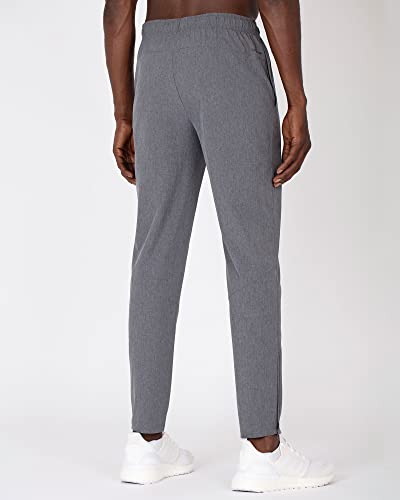Layer 8 Men’s Joggers Woven Lightweight Athletic Gym To Work Stretch Sweatpants With Pockets And One Zip Pocket (Medium Dark Grey-Delta) #TOP1