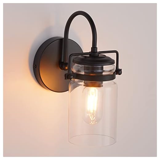 DJFHKO Farmhouse Wall Sconces Wall Lighting Black Bathroom Light Fixtures Over Mirror for Bathroom Bedroom Kitchen Island Hallway Sink