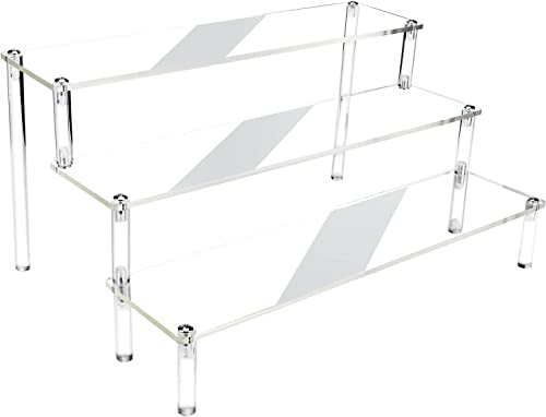 Support de Risers D'affichage Acrylique Présentoir Acrylique 3 Niveaux Étagère à Escalier Transparents pour Personnages Cupcake Rouge à Lèvres Vernis à Ongles Condiment 30x8cm