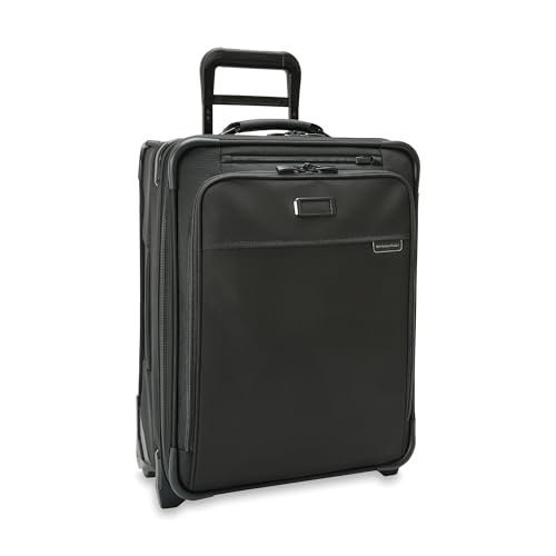 Briggs & Riley Global 2-Wheel Expandable Carry On - Luggage for International Travel, Suitcases with Wheels, Softside Rolling Bag for Men & Women, Self-Repairing Zipper - Baseline Collection, Black