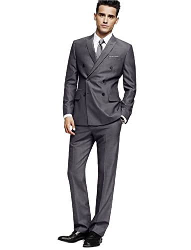 Costume pour marié homme 2 pièces formel veste croisée coupe régulière col en pointe