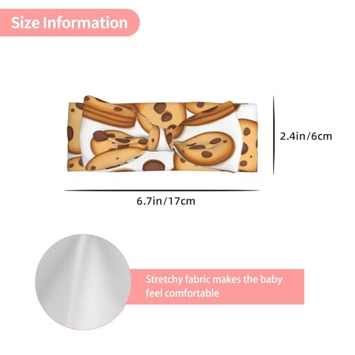 Cookies Food Chocolate Chip Biscuits Picture Baby Bow Headband Super Stretchy Soft Bows Hair Accessories for Newborn Infants Toddlers Kids Girls3