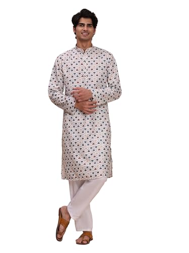 Image of Pro-Ethic Style Developer Men's Cotton Printed Kurta Pajama Set Traditional Outfit | Mandarin Collar (E-129)