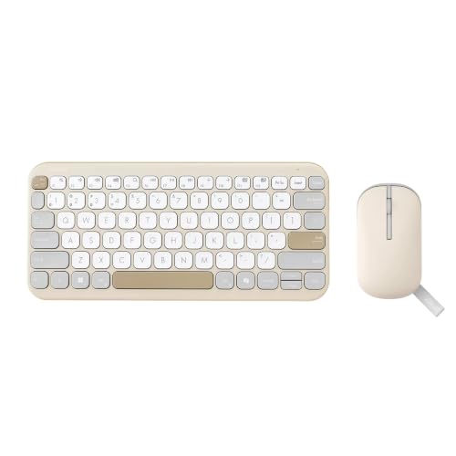 ASUS Marshmallow CW200 Wireless Keyboard & Mouse Combo,2.4GHz Wireless Connectivity, Ultra-Slim Design,Adjustable Upto 1600 DPI,Compatible with Windows, ChromeOS, MacOS, iOS & iPadOS devices, Oat Milk
