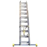 Trade Master Pro® 3 Section Extension Ladder | Auto Locking Clips | Aluminium | Anti Slip Stabiliser bar | Massive 150kg Weight Rating | EN131 Pro Certified | Size: 6.26m