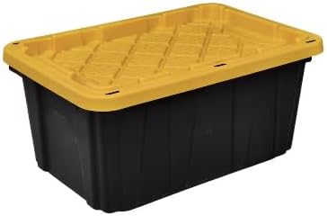 17-Gallon Heavy-Duty Storage Tote in Black with Yellow Lid LY15763