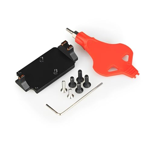 Red Dot Reflex RMR Sights Mount Base Optic Plate With Red Fiber Optic LightWeight Aluminum Adapter，Compact Fixed Iron Sights，Metal Integrated Back Up Sight Platform，For Red Dot Footprint Mounting